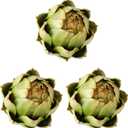 GiftYou 3-Pack Large Green Artificial Artichokes - Fake Vegetables and Faux Fruits for Kitchen Decorations (Green)