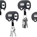 BiaGift 4 PCS Camper Key Holder for Wall Metal Decorative, Camper Decor, Camper Accessories for Travel Trailers, Metal Key Rack Hanger, Camper Gifts, Rustic RV Storage and Organization…