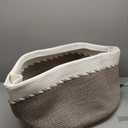 OIAHOMY 90L Blanket Basket for Living Room, Large Basket 23" x 23" x 13" with Handle, Laundry Hamper for Blankets, Pillows, Toy Storage for Kids, Dogs - Brown & White