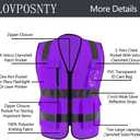 High Visibility Safety Vest ANSI Class 2 Reflective Work Vest with 7 Pockets Construction Vest for Men (Purple, M)