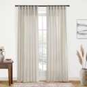 XTMYI Oatmeal Beige Curtains 84 Inches Long for Living Room 2 Panels Sets Stone Washed Linen Earth Tone Decor Back Tab Rod Pocket Boho Neutral Greige Earthy Sheer Curtain for Bedroom 50"W x 84"L (Pack of 2)