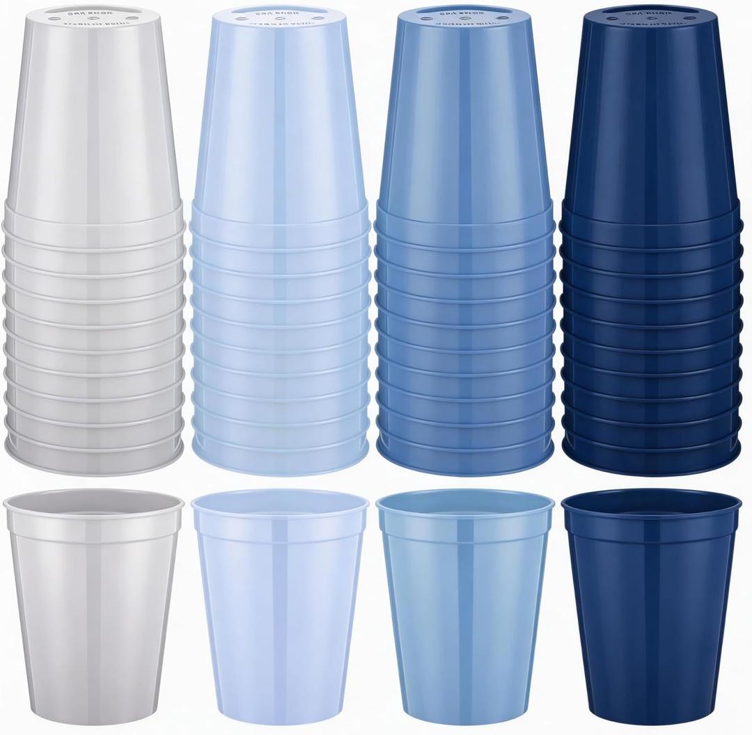 Yungyan 24 Pcs Dusty Blue Baby Shower Decoration Dusty Blue Reusable Plastic Reusable Cups 16 oz Boy Baby Shower Decoration for Gender Reveal Party Supplies Boho Babies Boy Birthday Wedding