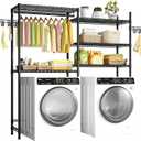 Ulif U5 Over the Washer and Dryer Storage Shelf, Laundry Room Space Saver Bathroom Storage and Organizer Rack for Hanging Towels and Drying Clothes with 5 Wire Shelves, 58.2"W x 13.4"D x 77.5"H, Black