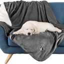Waterproof Pet Blanket Collection Reversible Throw Protects Couch, Car, Bed from Spills, Stains, or Fur Dog and Cat Blankets by PETMAKER Dark Gray Large