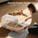 FURTIME Stainless Steel Litter Box with Lid, XL Extra Large Cat Litter Box for Big Cats, Enclosed Drawer Metal Litter Boxs with High Sided, Include Scoop & Mat, Front & Top Entry, Odor Free, Non-Stick