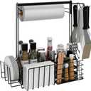 BBQ Caddy, Grill Caddy for Outdoor Grilling with Paper Towel Holder, Grill Utensil Caddy, Outdoor Kitchen Barbecue Accessories for Camper, Tailgate Essentials, Grilling Gifts for Men