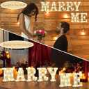 Marry Me Light Up Letters, Will You Marry Me Sign Decorations, Battery Operated Warm White Decorative LED Marquee Letter Lights for Wedding, Proposal Party, Romantic Table Decorations