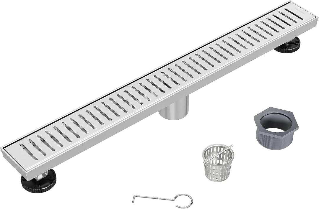 Neodrain 24" Brushed Linear Shower Drain with Removable Capsule Grate