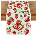Artoid Mode Strawberry Wildflowers Fruit Spring Summer Table Runner, Seasonal Kitchen Dining Table Decoration for Home Party Decor 13x72 Inch