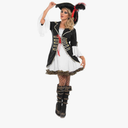 fun shack Pirate Costume Women's Deluxe Buccaneer Outfit with Corset Jacket, Dress, Hat, Small