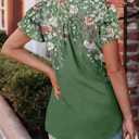 BETTE BOUTIK Womens Crewneck Short Sleeve Summer Tops Pleated Tunic Shirts S-3XL (Green, XXL)