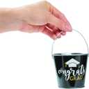 Fun Express Graduation Decorations 2026 Metal Pails Set of 12 - Graduation Party Favors for Guests with Congrats Grad Cap Design | Small Candy Boxes for Treats & Gift Giving | Senior Class Supplies