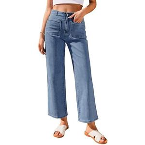GRAPENT Wide Leg Jeans for Women High Waisted Straight Leg Stretchy Cropped Denim Pants with Pockets Jean Trousers Size Unknown