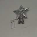 Juegoal Star Tree Topper with 20 LED Lights, Metal Silver Lighted Treetop Ornaments, Battery Powered Light Up Christmas Tree Decorations, 6.5 x 6.5 Inches