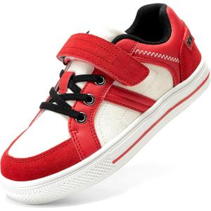 DREAM PAIRS Kid Sneakers Girls Boys School Loafers Shoes LilLegends TimberTot (4 Big Kid, White/Red)