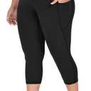 Heathyoga X-4XL Plus Size Capri Leggings for Women with Pockets Tummy Control Capri Yoga Pants High Waisted Leggings, 4X