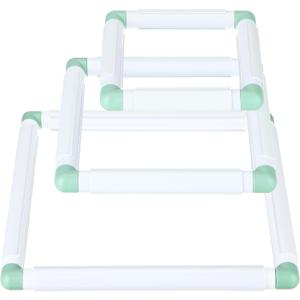 Janinka Embroidery Hoop 3 Pcs Cross Stitch Hoops and Frames White Rectangular Cross Stitch Embroidery Snap Frame DIY Sewing Tool for Quilting Silk-Painting 6 x 6, 8 x 8, 11 x 11 in(Green)