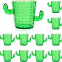 ZZYFGH Plastic Cactus Shot Glasses(Set of 12), 2 Oz Green Cute Cactus Tequila Glasses for Western, Bachelorette, Cinco de Mayo, Tequila, Fiesta Themed Party Supplies