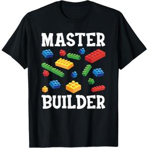 Master Builder Kids Block Building Brick Builder T-Shirt, Small