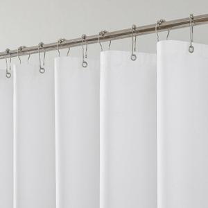 Water-Repellent Fabric Shower Curtain Liner - Hotel Quality Machine Washable, 3 Heavy-Duty Magnets with Rustproof Grommets & Weighted Hem, Stall Size 54x72in White