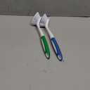 Amazer Dish Brush with Handle, 2 Pack Kitchen Scrub Brushes for Cleaning, Dish Scrubber with Stiff Bristles for Sink, Pots, Pans (Blue+green)