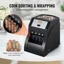 VEVOR Coin Sorter, Coin Sorter and Wrapper Machine with 4 Larger Coin Tubes, Sorts USD Coin 1 5 10 25, up to 230 Coins/min, Black