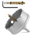 ZKH 3 Inch Carbide Hole Saw Drill Bit for Hard Metal, Tungsten Carbide Tipped Hole Saw Cutter with 2Pcs Titanium-Plated Pilot Drill bit, Great for Metal, Stainless Steel, Iron, Aluminium, Alloys