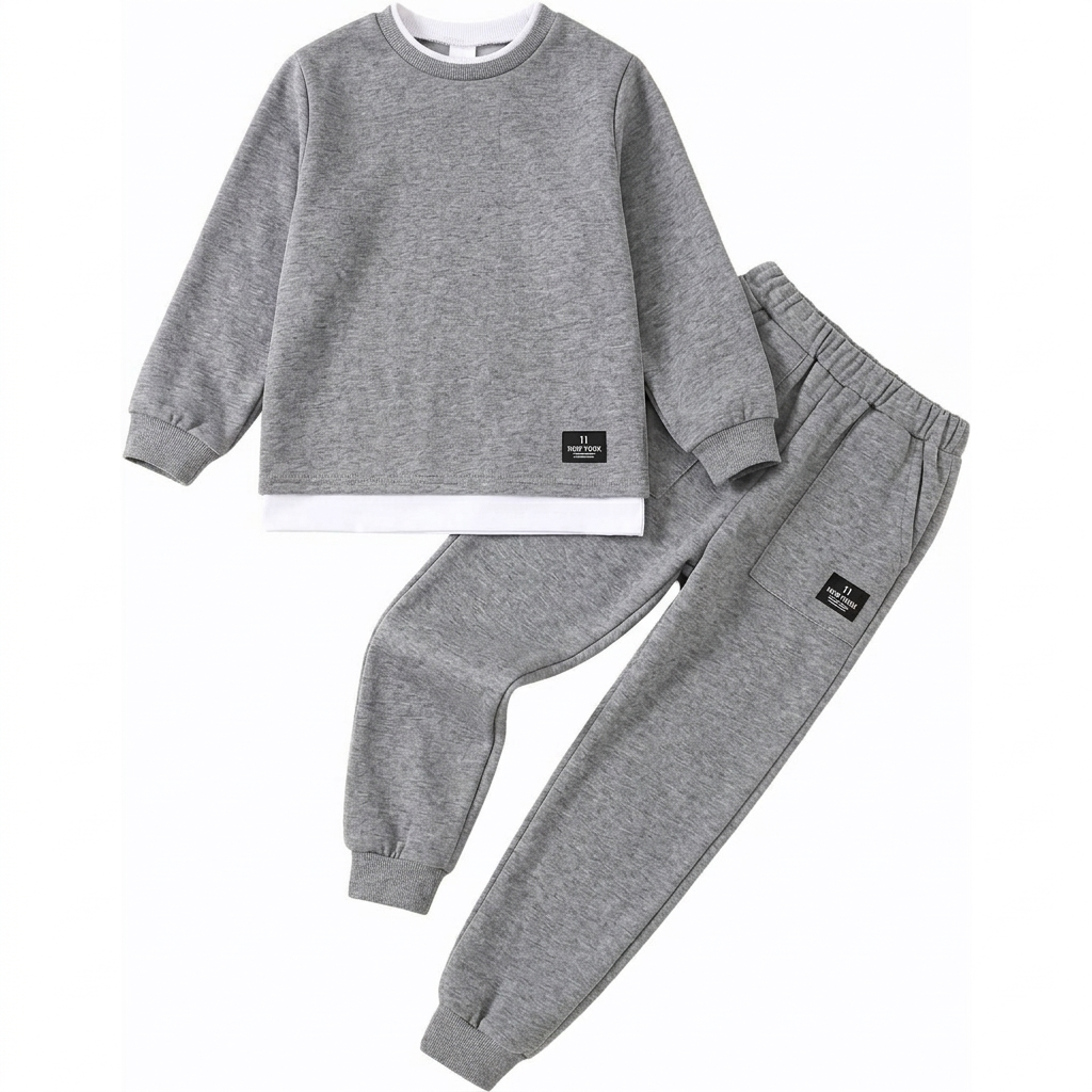 Boy Clothes Kids Boys Fall Winter Outfits Long Sleeve Fleece Hooded Tracksuit Sweatshirt Tops Jogging Sweatpants (7-8 Years)