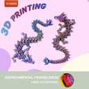 5 x PETBSNVB Three Color 12" 3D Printed Dragon, Articulated Dragon, Crystal Dragon, Dragon Fidget Toy, Home Office Decor Executive Desk Toy (Blue Head)