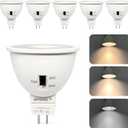 MR16 LED Bulbs, 70W Halogen Bulb Equivalent, 3 Color Selectable 3000K 4200K 6000K, 7 Watt, 650 Lumen, AC/DC 12V LED GU5.3 Bi-Pin Base Spotlight, 40 Spot Light No-Dimmable (6)