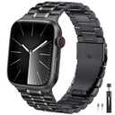 Compatible with Metal Apple Watch Bands for Men Women 46mm 45mm 49mm 44mm 42mm 41mm 40mm 38mm, Stainless Steel Strap for iWatch Bands for Men Series 11 10 9 8 7 6 5 4 3 2 1 SE Ultra 2 3, Black