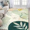 Lahome Washable Area Rug 5x7 - Non-Slip Soft Carpet for Bedroom Ultra-Thin Stain Resistant Rug for Living Room Throw Cute Kids Nursery Rug, Boho Botanical Print Indoor Rugs for Entryway Office (Lightgreen)