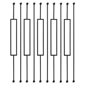 10 Pack Iron Balusters Staircase Rectangular Hollow Stair Spindles Square Craft Spindles Balusters 1/2" Square Balusters for Staircase Interior with Iron Baluster Swivel Shoes