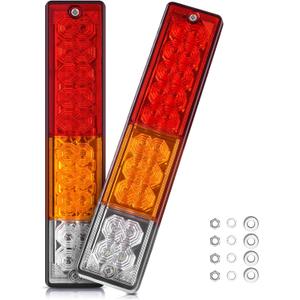 MICTUNING 20 Trailer Tail Lights Bar Waterproof, DC12V Turn Signal and Parking Reverse Brake Running Lamp Red Amber White (2 Pack)