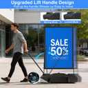 Wind Resistant Sign Holder Stand,Outdoor Sidewalk Sign Stand with 4 Wheels