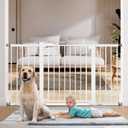 BABELIO 29-55 Inch Extra Wide Baby/Dog Gate, Metal Auto Close, Pressure Mounted Pet Door for Doorways, NO Need Tools and Drilling, with Wall Cups, White (28"Tall 29"-55" Wide)
