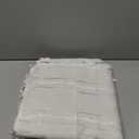 Gernaice Rustic Stripe Embroidered Tablecloth Heavy Small Square Tassel Cotton Linen Table Cloth Wrinkle Free Washable Table Cover for End Bedside Coffee Teapoy Table Tea Trolley White 36x36 Inch