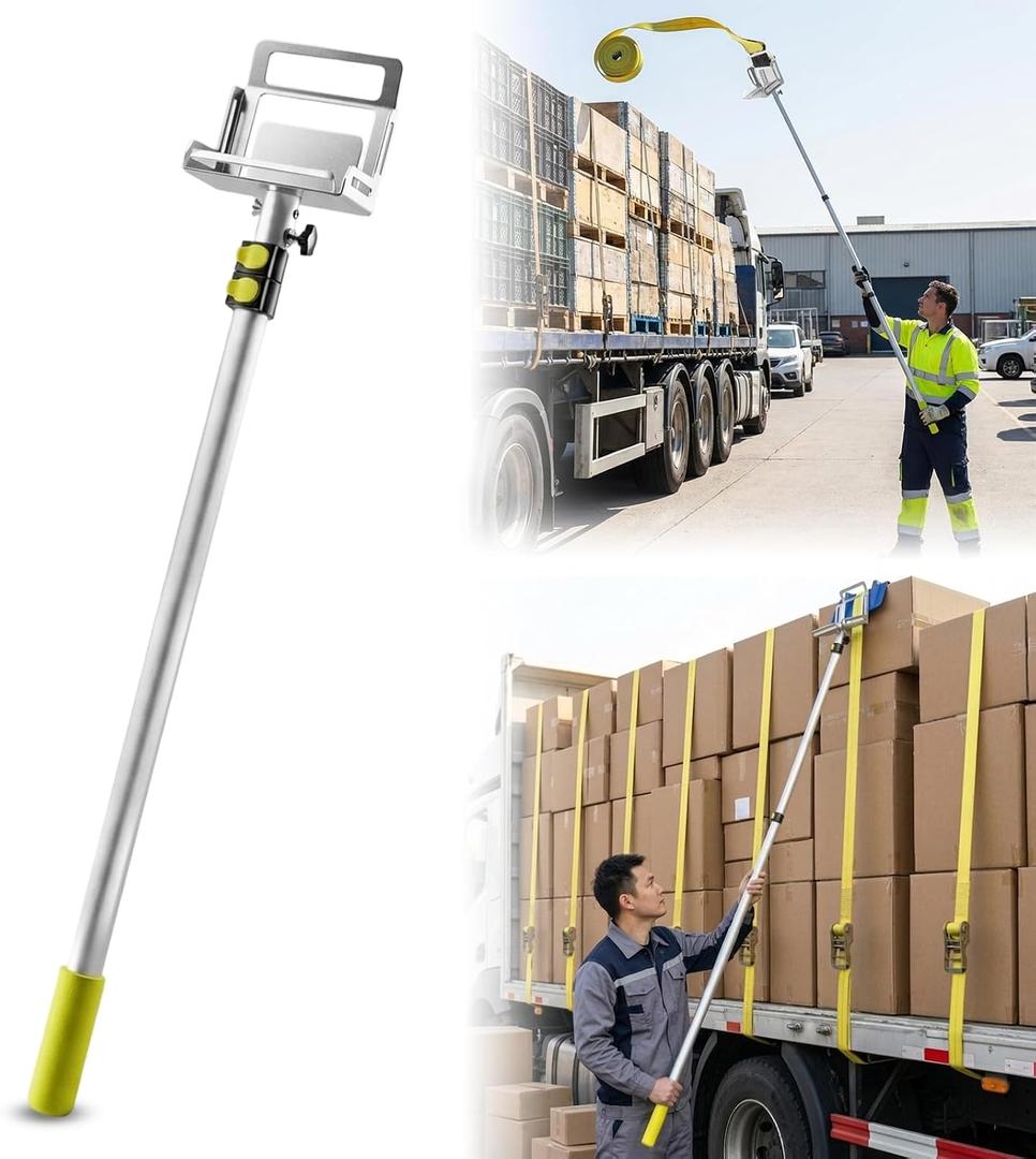2-in-1 Strap Thrower Head With Extension Pole & V-Shaped Edge Protector
Adjustable 43"-96.5", for Flatbed Trailer & Truck
