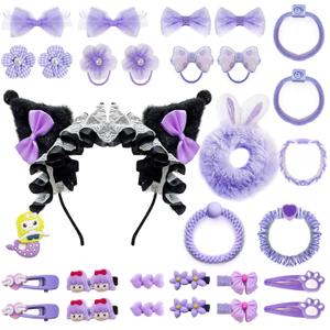 Headband, Cute hair accessory set Cute headband, Various Styles of hair clips, hair cords, Hair Ties, Plush hair loop, Purple
