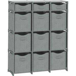Cube Storage Organizer with Storage Bins Included - The Perfect Closet Organizers and Storage Solution. Includes 12 Storage Cubes, Great For Toy Storage, Closet Storage, Clothes Storage (Grey)