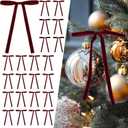 Curvier 25 Pcs Vintage Velvet Christmas Tree Bows Pre-Tied Ribbon Bows for Door Garland Decor, Gift, Staircase,5x7 Inch,3/8" Wide Burgundy