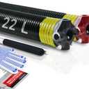 Pair of 2" Garage Door Torsion Springs Set with Non-Slip Winding Bar & Gloves,High Precision Electrophoresis Black Coated, for Replacement & Installation, MIN 16,000 Cycles (0.207x2''x22'')