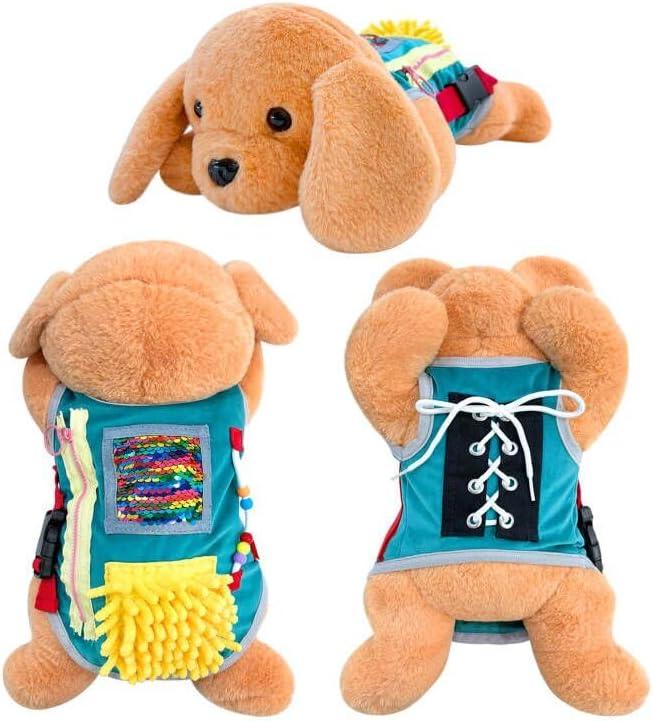 Fidget Blanket for Alzheimer Fidget Blanket for Adults for Anxiety Relief | Puppy Fidget Blanket with Many Activities Gift Fidget Sensory Blanket with Lovely Dog