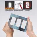 Navy Blue Turquoise 3 Gang Triple Rocker/Light Switch Wall Plate Cover Teal Indigo Abstract Art Decorative Electrical Faceplate for Kitchen Bathroom Bedroom