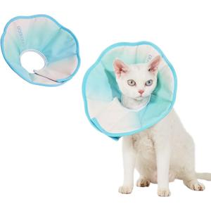 Touchdog Soft Cat Cone Collar, Waterproof Recovery Collar for Cats After Surgery, Lightweight Elizabethan Collar for Kittens (Blue Grad, XL)