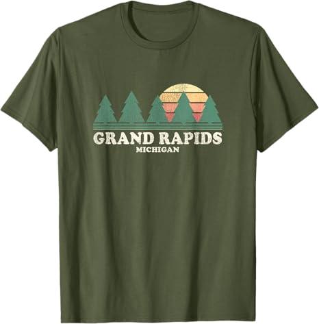Grand Rapids MI Vintage Throwback Tee Retro 70s Design T-Shirt, Size M