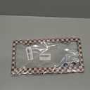 Pink and Green Checkerboard License Plate Frame Green Checkered License Plate Holder for Car Accessories for Car Decor Fits Standard Us Vehicles Size 12 x 6 Inches