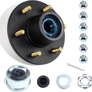 1 Set 6 on 5.5'' Trailer Hub Kit for 5200-6000 lbs 1.25'' to 1.75'' #42 Tapered Spindle, Pre-Lubricated 25580 15123 Bearings 6x5.5 Pattern Trailer Idler Hub 6 Lug Bolt Trailer Wheel Hub Kits