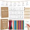 Kraft Paper First ABC Book Baby Shower Activity Keepsake for Adult Baby Shower ABC Coloring Guest Book Alternative 26 Alphabet a to Z Coloring Card with 24 Pencils 60 Clothespins