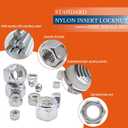 1/4"-20 Nylon Insert Lock Nuts 30pcs SAE 304 Stainless Steel Nylon Locknuts Hex Lock Nuts Reusable Anti-Loose Corrosion-Resistant for DIY Home Automotive Industrial